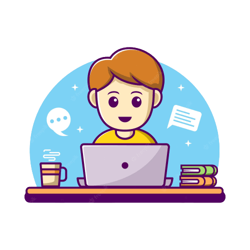 happy person working with laptop